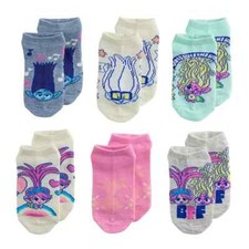 Trolls Band Together Girls Low Cut Ankle Socks 6 Pair Fit Shoe Size 7 1/2 -3 1/2
