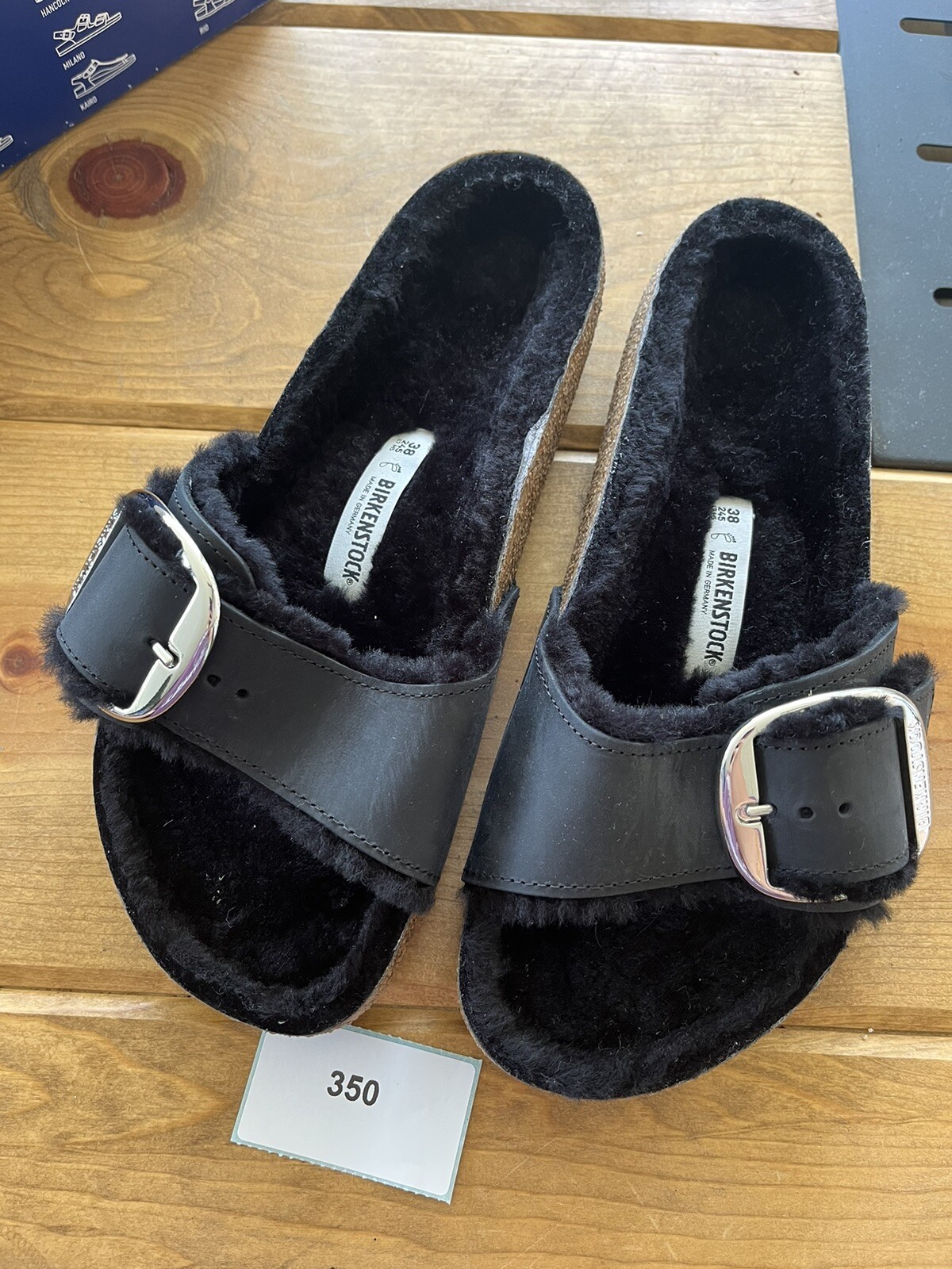 Birkenstock Madrid Hebilla Grande Piel de Oveja | Forrado | Negro | EU 38 | US L 7
