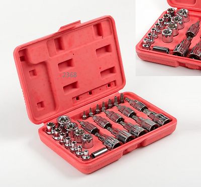 Male Female Torx Star Socket & Bit Set E & T Sockets with Torx Bits - 30pc