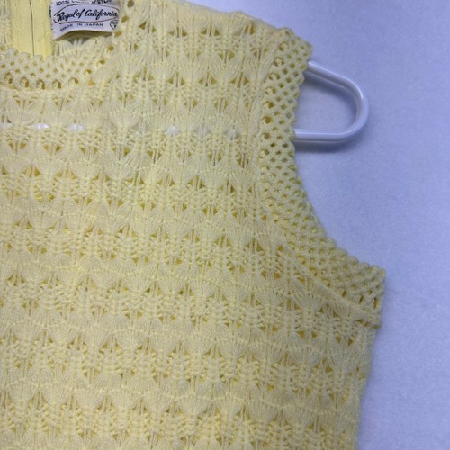 Royal Of California Vintage Womens Crochet Knit Top Size L Yellow 60s 70s Mod - Picture 5 of 12