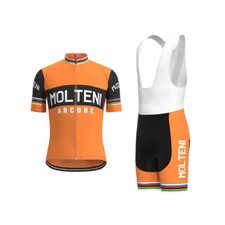 Conjuntos de jersey de ciclismo y babero cortos retro para hombre