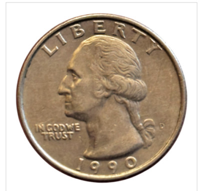 Sammlermünze 1990 D Quarter Dollar selten mit möglichem Doppeldruckfehler