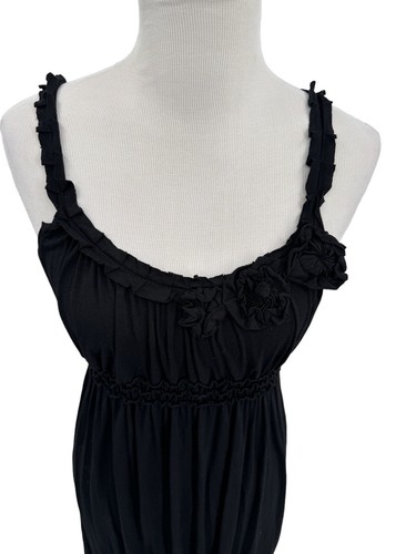 Max Studio Black Ruched Ruffle Mini Dress Sleeveless Stretch Womens Size Small - Picture 3 of 12