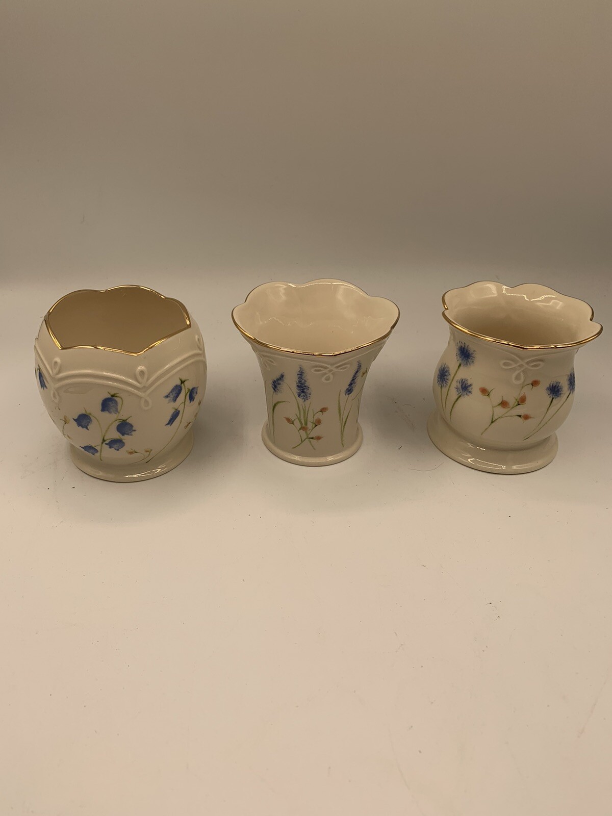 Set of 3 Lenox Blue Yellow Orange Flowers Votives Small Planters