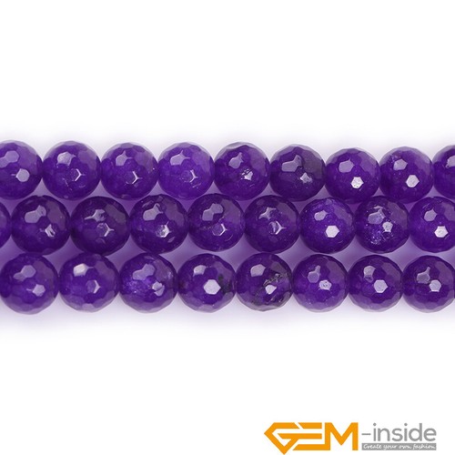 Purple Jade Gemstone Faceted Round Loose Beads for Jewelry Making 15"Dyed 6-14mm - Picture 39 of 44