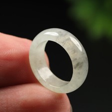 Size 2 Certified Grade A 100 Natural Black Green Icy Jadeite Jade Ring SEC04791