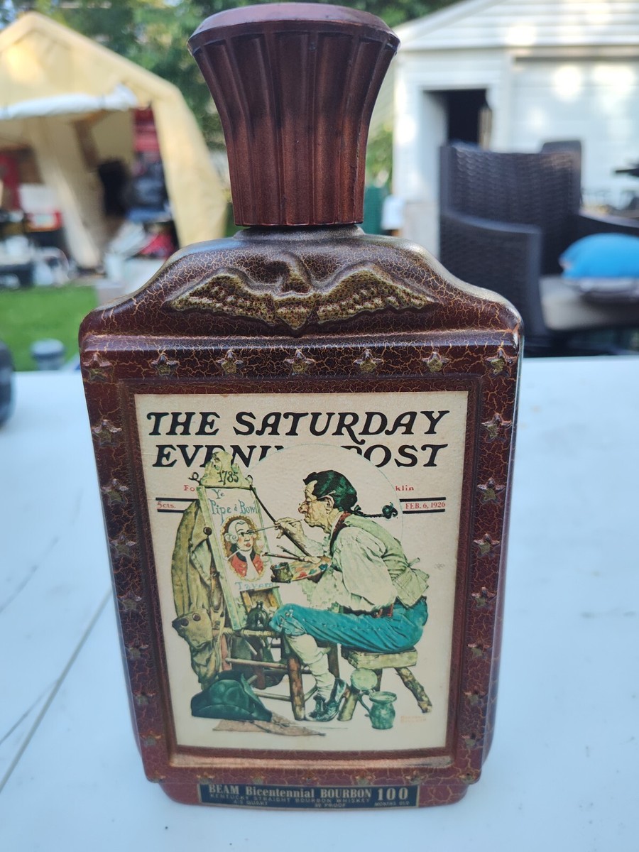 昔の酒瓷缶高35センチ巾26センチ口9.5センチ VTG Jim Beam 1976 Bicentennial Decanter Norman Rockwell