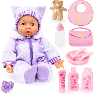 Piccolina Magic Eyes Interactive Baby Doll, 18 in Soft Body with Sounds & Access
