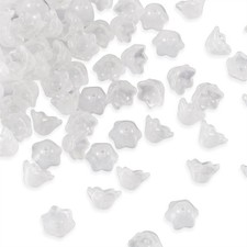 100Pcs Translucent Bell Flower Glass Beads Trumpet Crystal Loose White