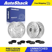 Front Rear Drilled Slotted Brake Rotors Premium Ceramic Pads for Honda Accord