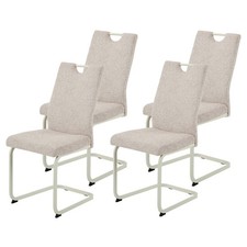 4-teiliges Schwingstuhl-Set - creme - Webstoff Esszimmerstuhl Freischwinger