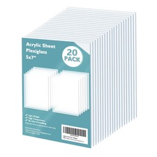 Plexiglass Sheets Acrylic Sheets 20 Pack of 5x7    0.04 Thick Clear Plastic Ca...