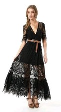 SPELL & THE GYPSY Rhiannon Black Lace Gown Dress Size XS Vintage RARE 