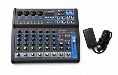 Pyle Bluetooth 8 Ch. Studio / DJ Controller Audio Mixer Console System PMXU83BT
