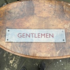 Vintage Thick Glass Gentlemen Sign Vintage Decor Engraved Enamel