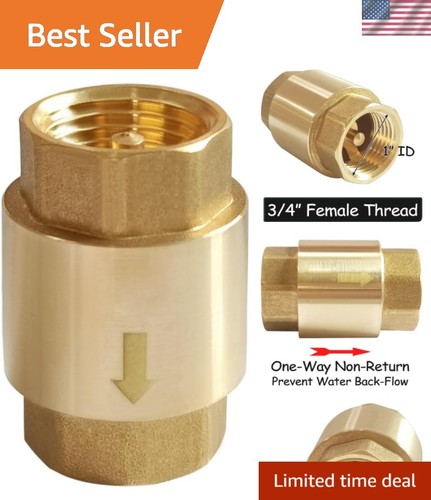 Durable Solid Brass 3/4" NPT Spring Check Valve - One-Way Water Flow Solution