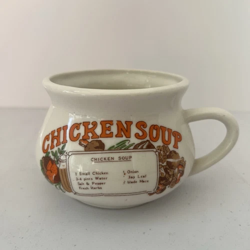 Chicken Soup Recipe Ceramic Mug Vintage 1970s 16 oz. Capacity