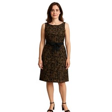 Jessica Howard Women  s Black and Gold Sleeveless Sheath Dress Sz 12