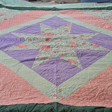 Patchwork Floral Quilted Cotton Quilt Queen Multicolor 90x90"