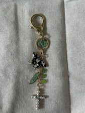 Handmade, Christian Keychain, With Green And Floral Accents