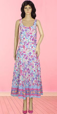 TALBOTS size 2 multicolor floral sleeveless fit/flare maxi dress 100 cotton