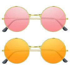 NEBURORA Round Hippie Sunglasses Metal Frame Colored Circle Glasses for Women...