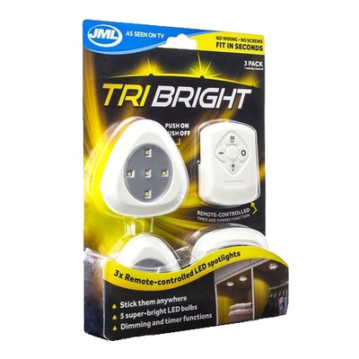 JML Tri helle ferngesteuerte LED Strahler Stick überall Dimmer Timer NEU