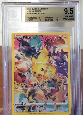 2023 Crown Zenith Pikachu #160 Graded BGS 9.5 Gem Mint Pokemon Tcg