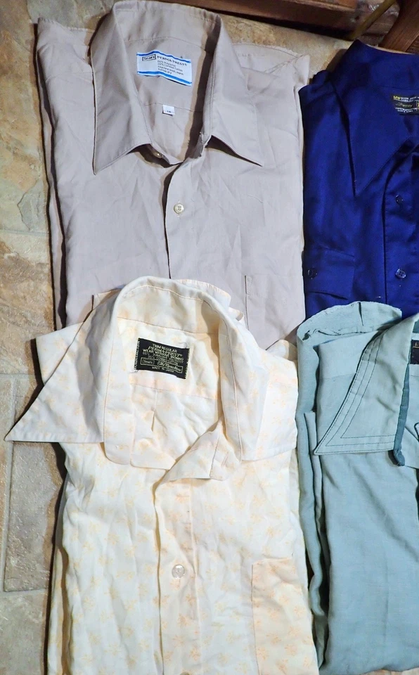 Lote De 10 Camisas Disco Mixtas Vintage Cuello Punta Daga Años 60 70 Rockabilly Foto 3 de 4