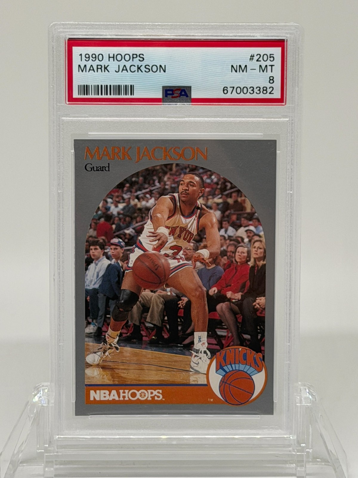 1990 NBA HOOPS #205 MARK JACKSON Knicks Menendez Brothers PSA 8