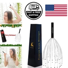 36-Finger Stainless Steel Scalp Massager - Ultimate Relaxation Gift in Black