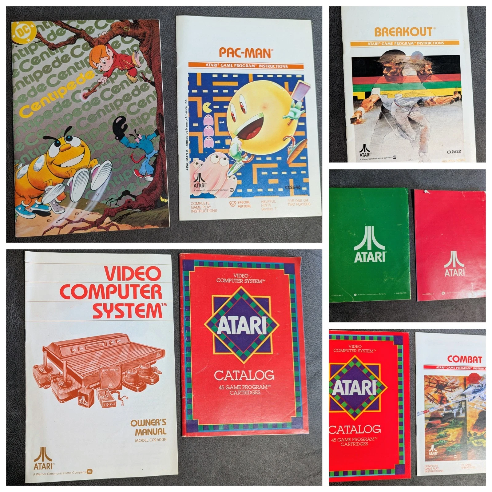 Atari 2600 Video Game Instruction Manuals, Lot of 9, Breakout, Centipede, Combat