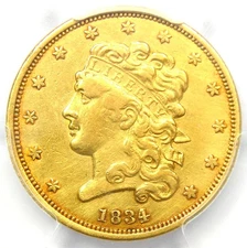 1834 Classic Gold Half Eagle $5 Coin - Certified PCGS AU Details - Rare!