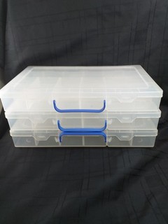 Job Lot x 3 Multi Compartment Plastic Storage Box Case Adjustable Dividers (H12)