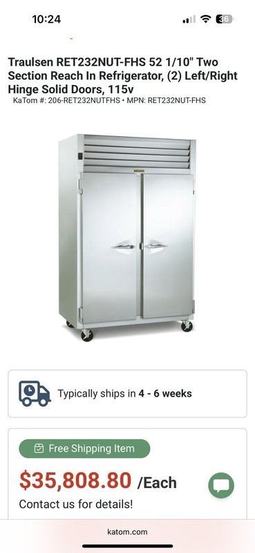 Traulsen Refrigerator - RET232NUT-FHS - Brand New - Discounted Price 