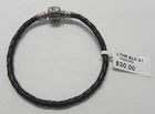 S877  Pandora Single Black Leather Bracelet 590705CBK-S1 - Size 17 cm