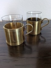 2 Teegläser Jenaglas Mit Messinghalterung