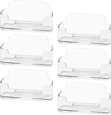 HSYMQ Acrylic Business Card Holder 6 Pack for Desk, Clear Plastic Transparent 