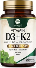 Vitamin D3 K2 Supplement 5000 IU Vitamin D3 100 mcg Vitamin K2, 2 in 1 Vitamin