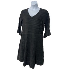 Lane Bryant Textured Sweater V-Neck Fit & Flare Gray Dress Women's Plus 18/20