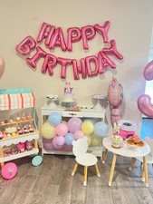 Pink Happy Birthday Balloon Banner 16inch Foil Mylar Party Decorations For Women