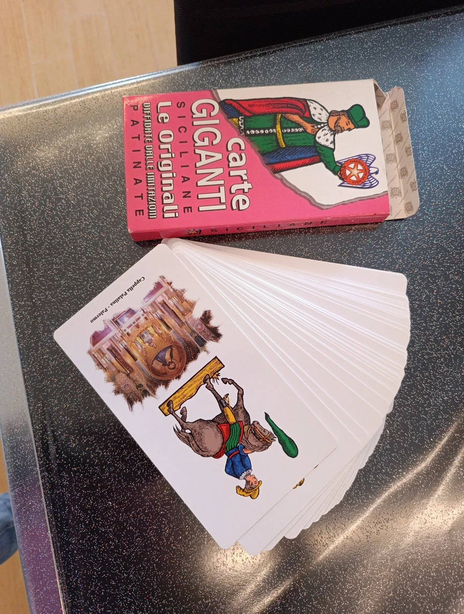Carte Da Gioco Siciliane Giganti - Mazzo Turistico Con Immagini Della Sicilia - Cartoncino Rinforzato E Patinato - 5
