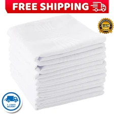 Scotamalone Men'S Handkerchiefs 100% Soft Cotton White Hankie Hankerchieves