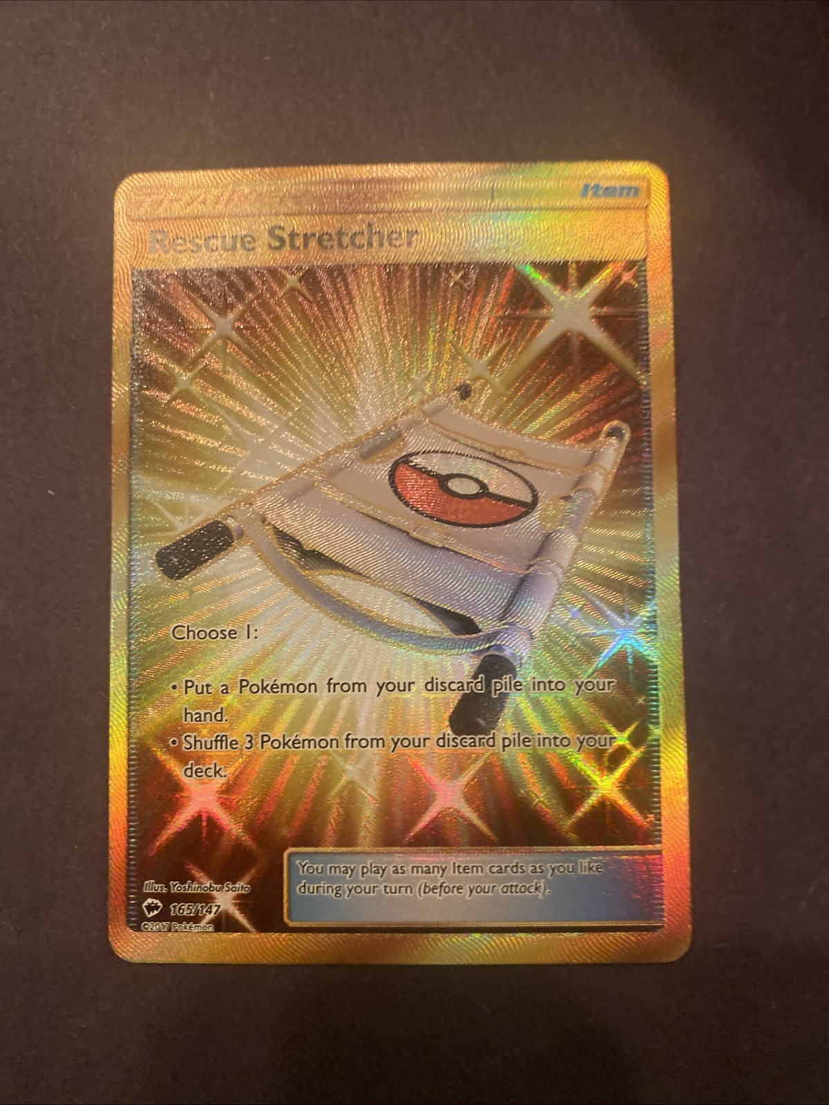 Rescue Stretcher 165/147 Sm-Burning Shadows Holo Card NM Condition
