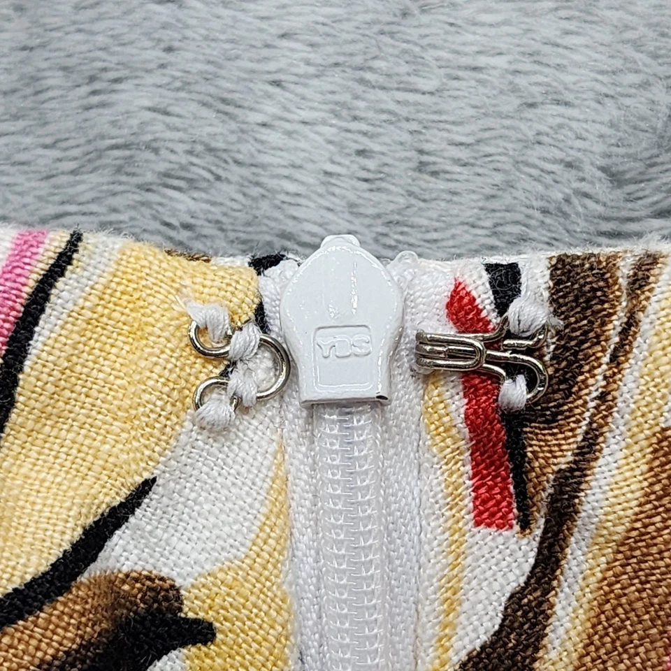 Vintage 90s JM Collection Skirt Womens 18 Multicolor Floral Linen Flare Hem Zip - Image 3 of 4