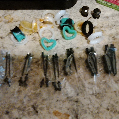 Acrylic Ear Lobe Taper/Stretcher Lot w/ Plugs/Tunnels, Black White Green