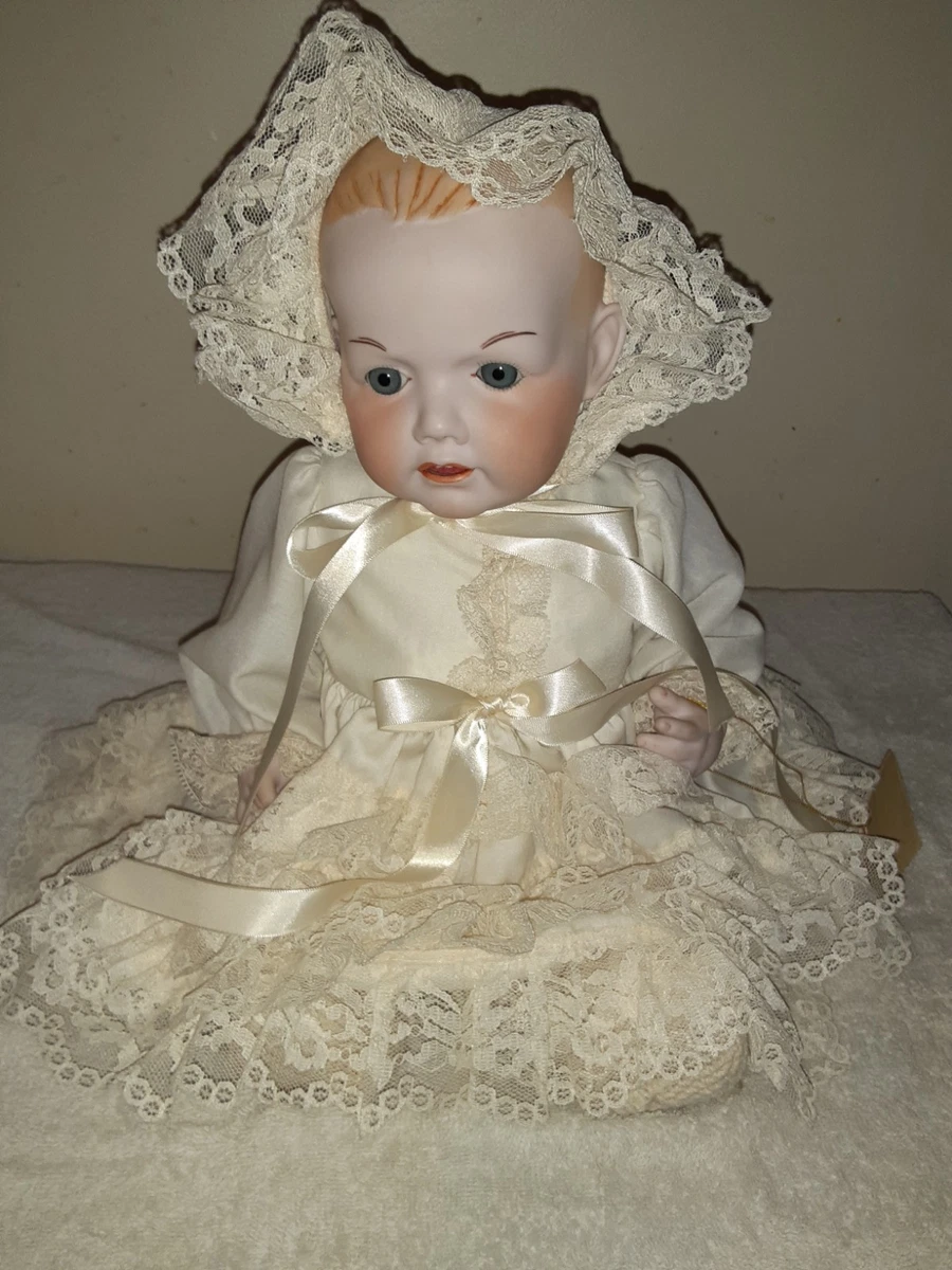 Poupée Ancienne Reproduction JDK 221 - 35 Cm - Tête Biscuit Porcelaine, Corps Bois - France
