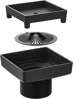 Ebbe America ETID-4 Rough-In 4 Inch Legacy Shower Drain - Black