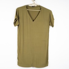 Madewell Novel Dress Sz Small Women Olive Green Shirt Dress Short Sleeve V Neck