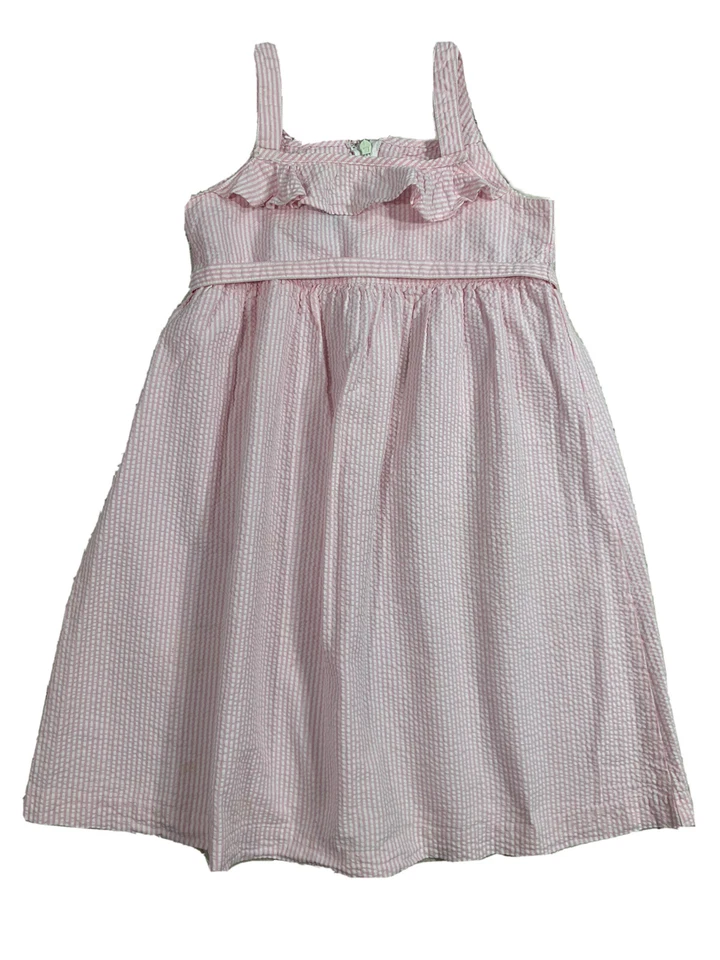 Vestido de verão Chaps rosa feminino tamanho 6X Seersucker sem mangas - Imagem 2 de 4